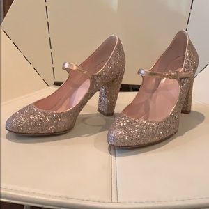 Kate Spade Angelique Rose Gold Glitter heels